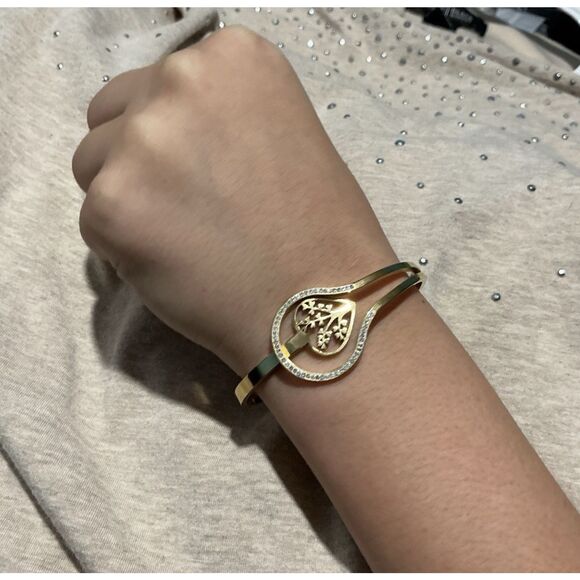 .	“Tree of Life 18k Gold Plated Stainless Steel CZ Bangle” ' - Picture 16 of 16